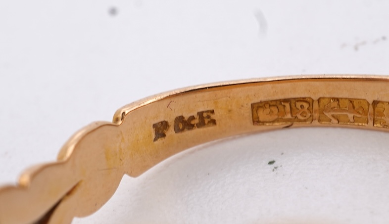 A William IV 18ct gold and black enamel 'In Memory' mourning ring, with hair beneath a central glazed panel, size N, gross weight 2.8 grams.
